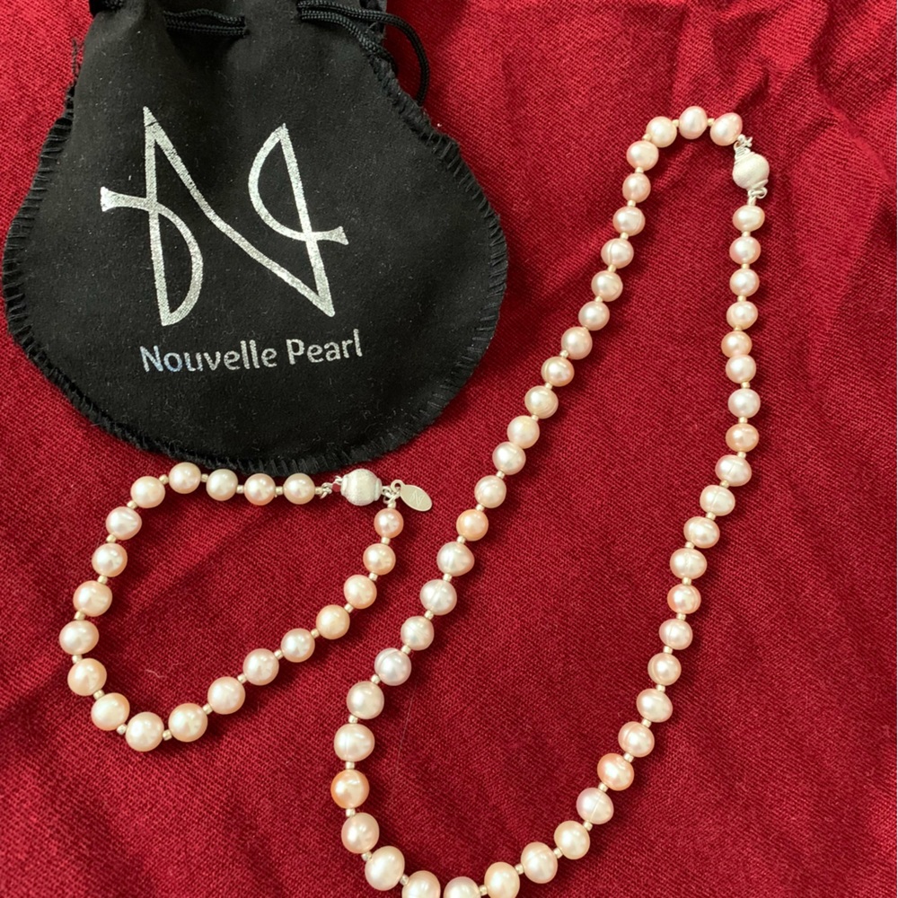 REAL freshwater pearls,  convertible necklace. Rose Gold.